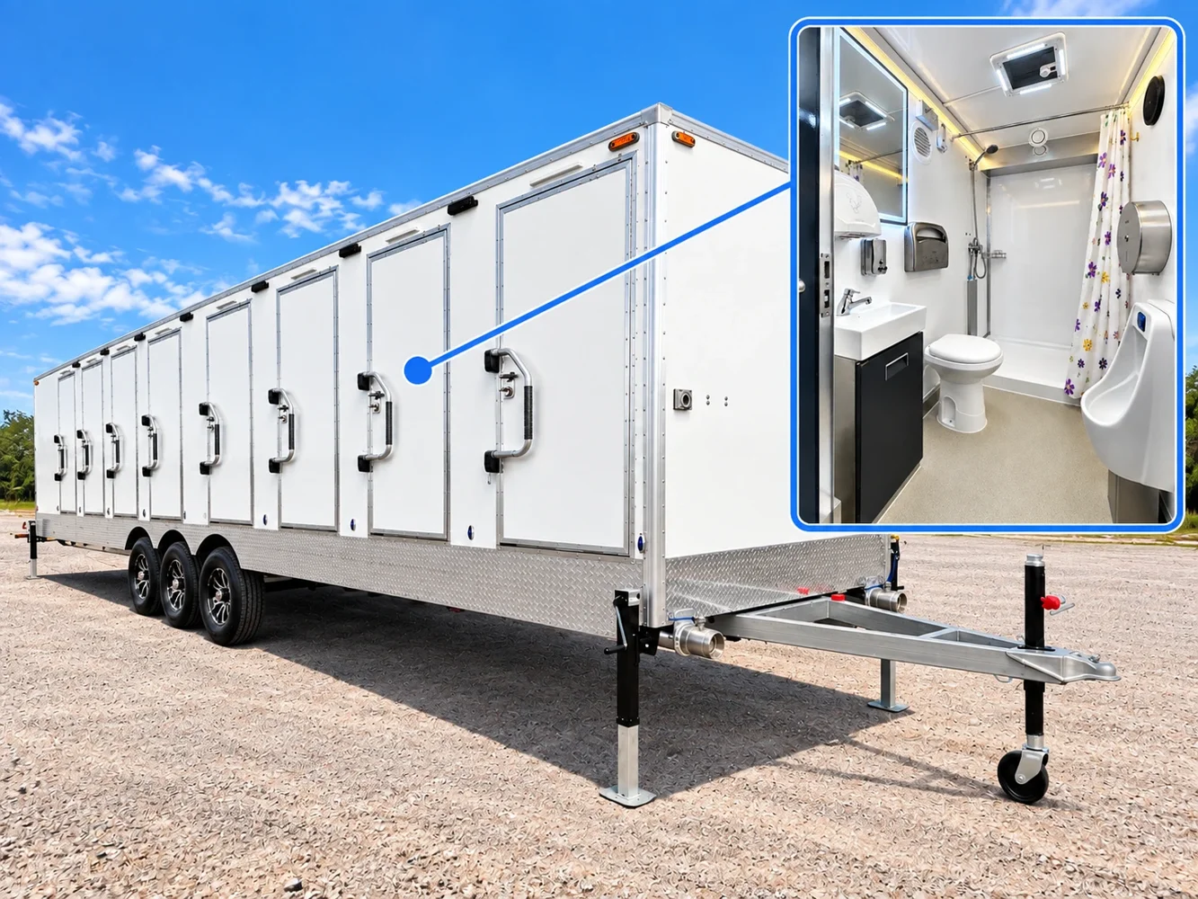 8 stall ada shower restroom trailer exterior